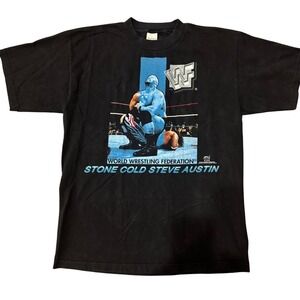 WWF Vintage 90s Stone Cold Steve Austin Murina T-Shirt Mens XL Black‎ Wrestling